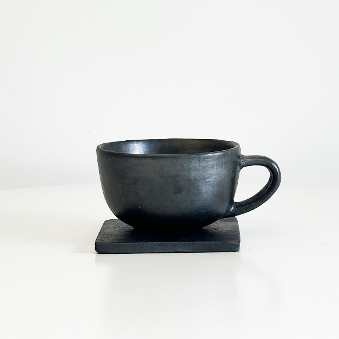 Tibetan Handmade Black Pottery Coffee Cup – 6.5 oz Rounded Base