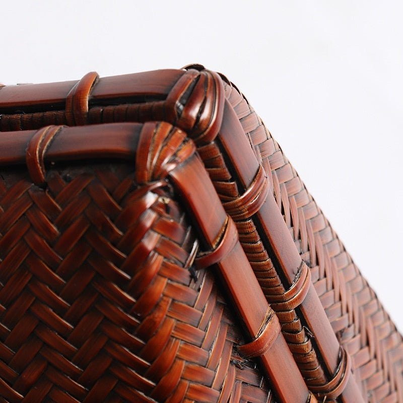 Large Natural Bamboo Woven Tote Bag – Handcrafted Horizontal Style (40cm x 17.5cm x 30cm / 15.75in x 6.9in x 11.8in)