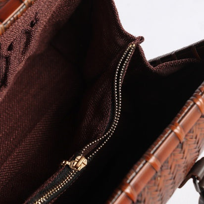 Large Natural Bamboo Woven Tote Bag – Handcrafted Horizontal Style (40cm x 17.5cm x 30cm / 15.75in x 6.9in x 11.8in)