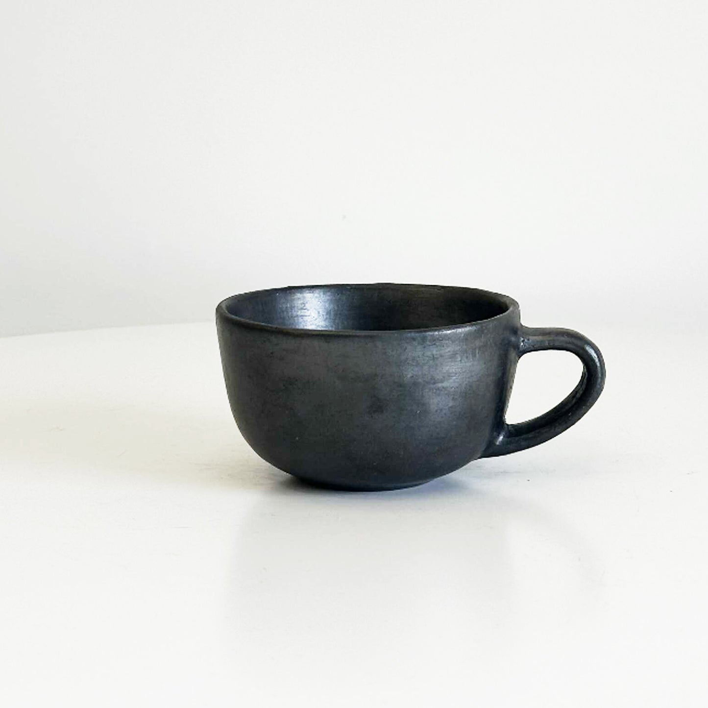 Tibetan Handmade Black Pottery Coffee Cup – 6.5 oz Rounded Base