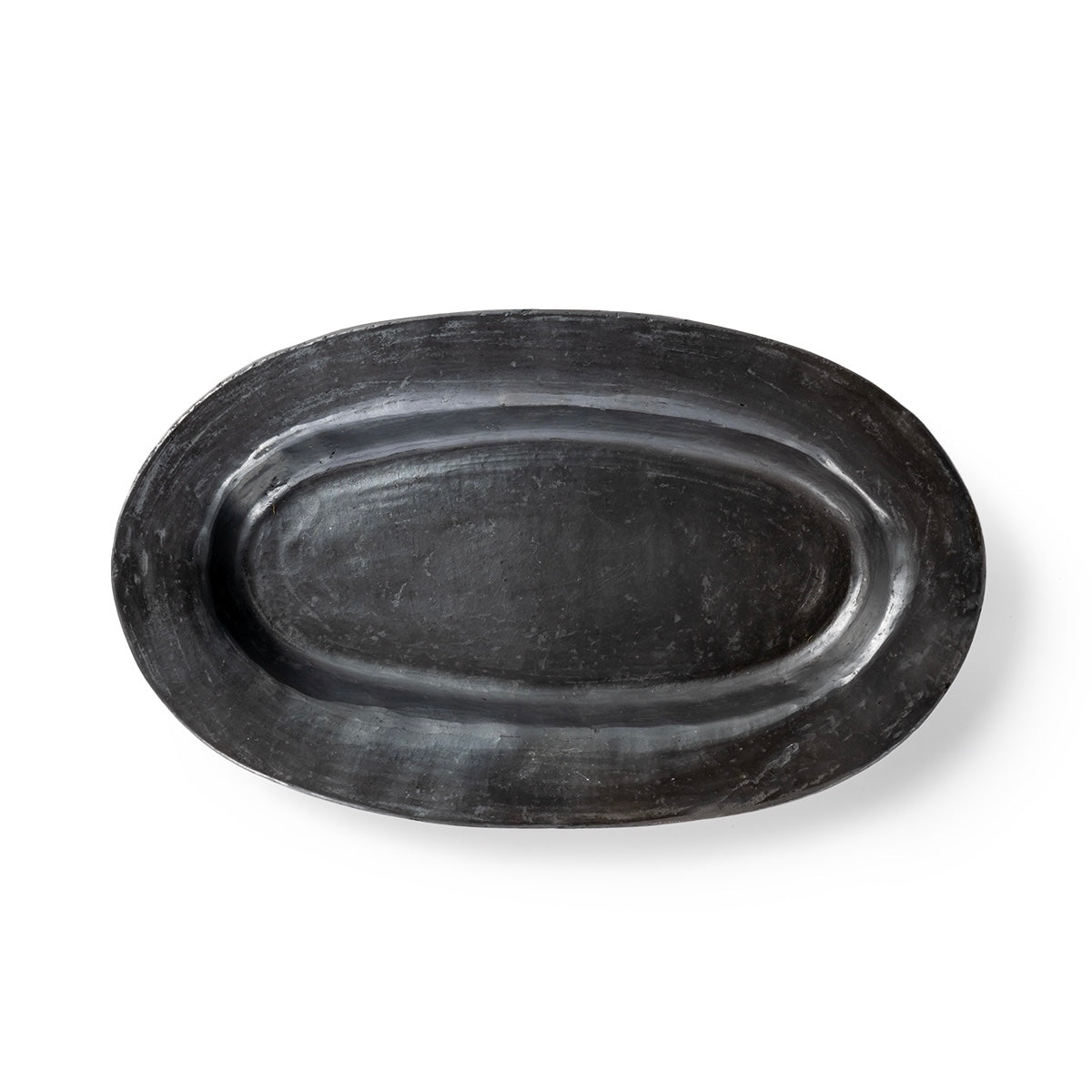 Handmade Tibetan Black Pottery Flying‑Eave Long Tray