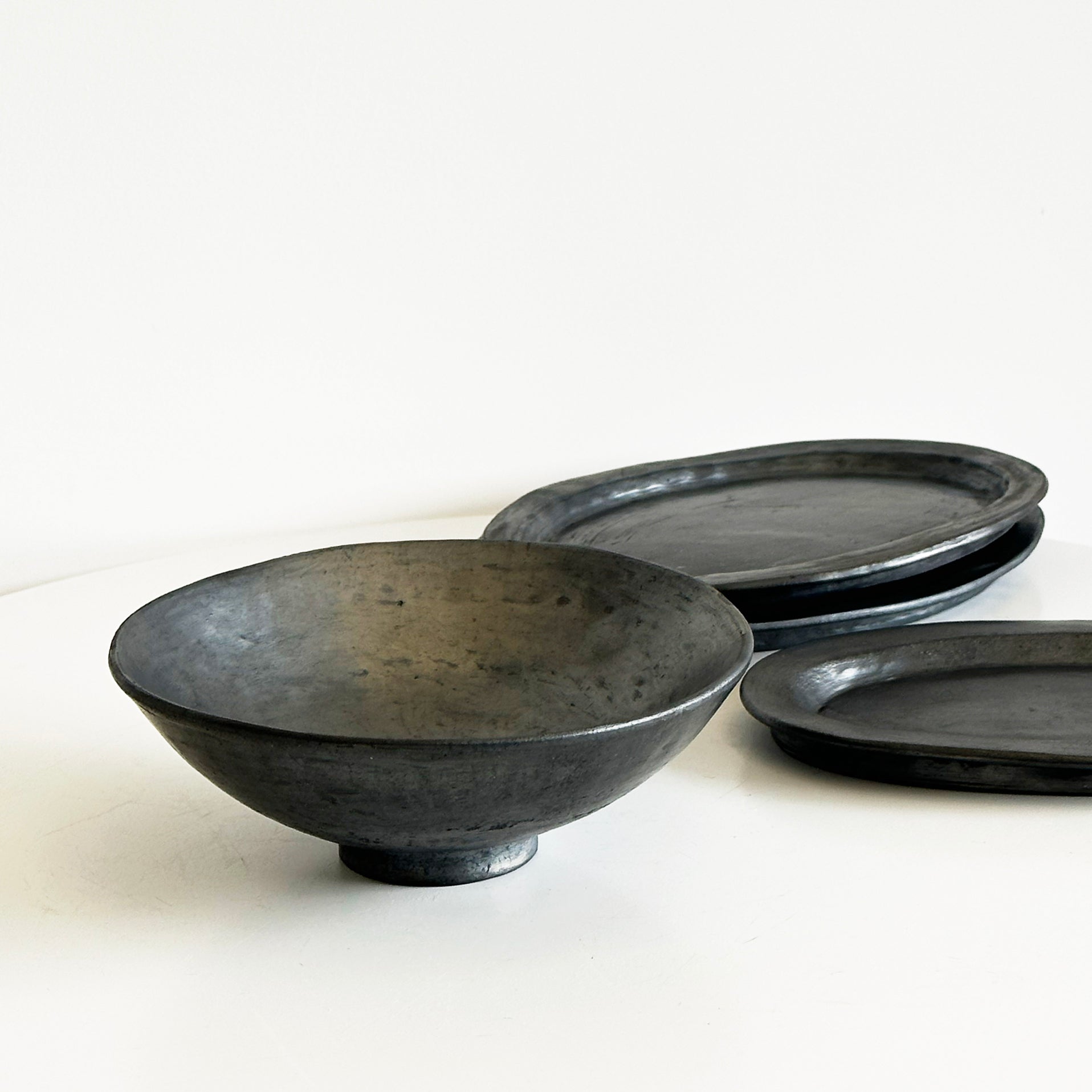 Tibetan Footed Salad / Noodle Bowl – 7 in Wood‑Fired