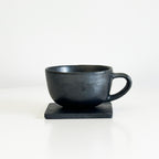 Tibetan Handmade Black Pottery Coffee Cup – 6.5 oz Rounded Base