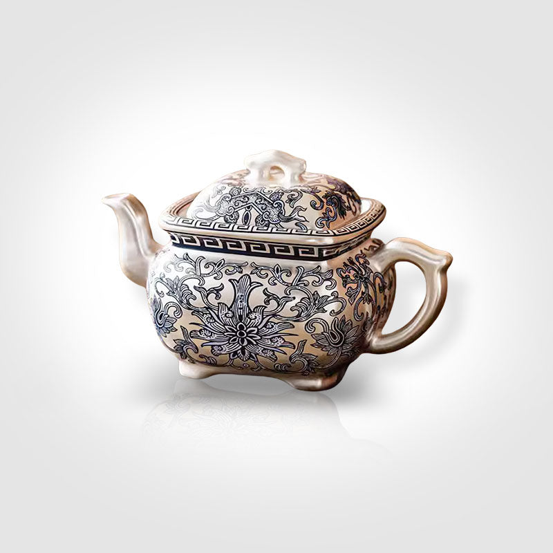 Gilded Silver Kung Fu Tea Set – Handcrafted Porcelain & 999 Silver