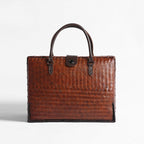 Large Natural Bamboo Woven Tote Bag – Handcrafted Horizontal Style (40cm x 17.5cm x 30cm / 15.75in x 6.9in x 11.8in)