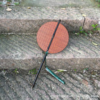 Whispers of Summer: Hand-woven bamboo silk fan with rollable design and tassel