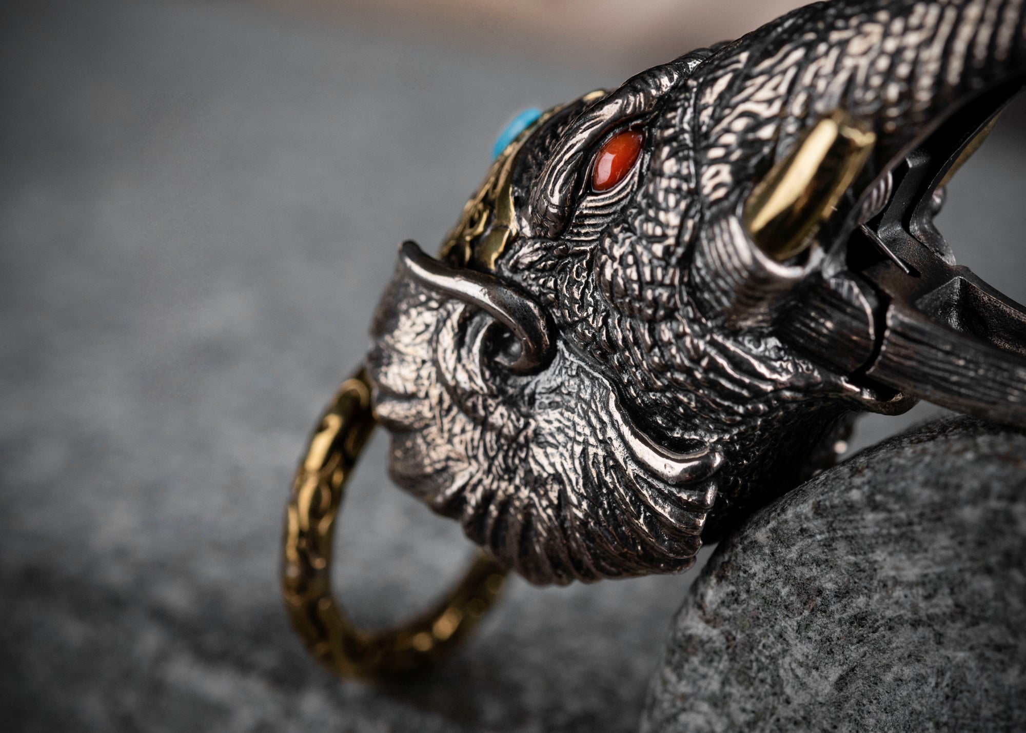 Tibetan Elephant-God Keychain – Silver, Turquoise & Agate