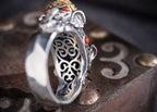Rotating Dzi Ganesha Wealth Ring | 925 Silver, Brass & Gems