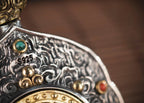 Hand‑Painted Thangka Amulet Necklace | 925 Silver & Rotating Dharma Wheel