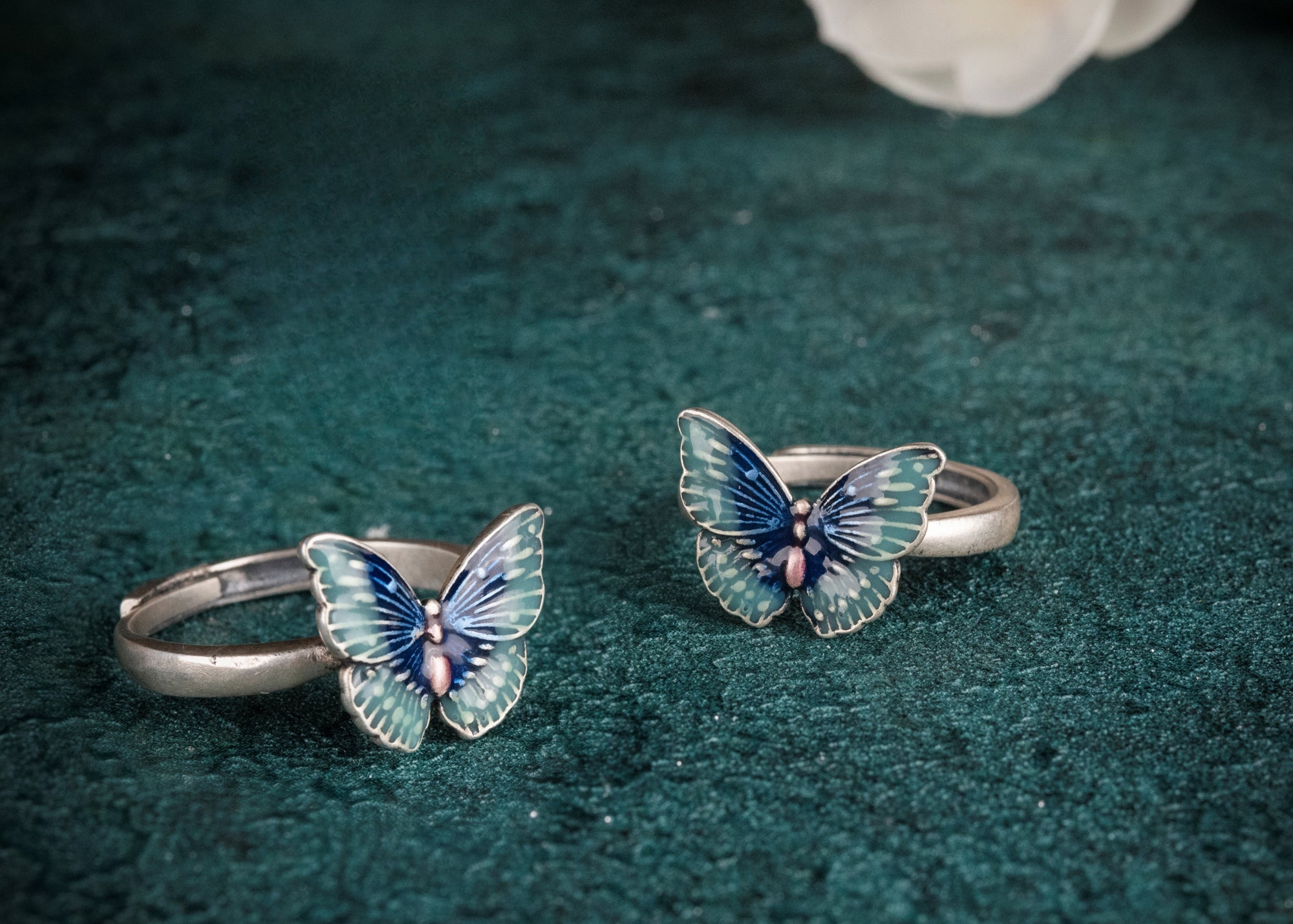 Tibetan “Love‑Wing” Butterfly Ring | 925 Silver Cloisonné
