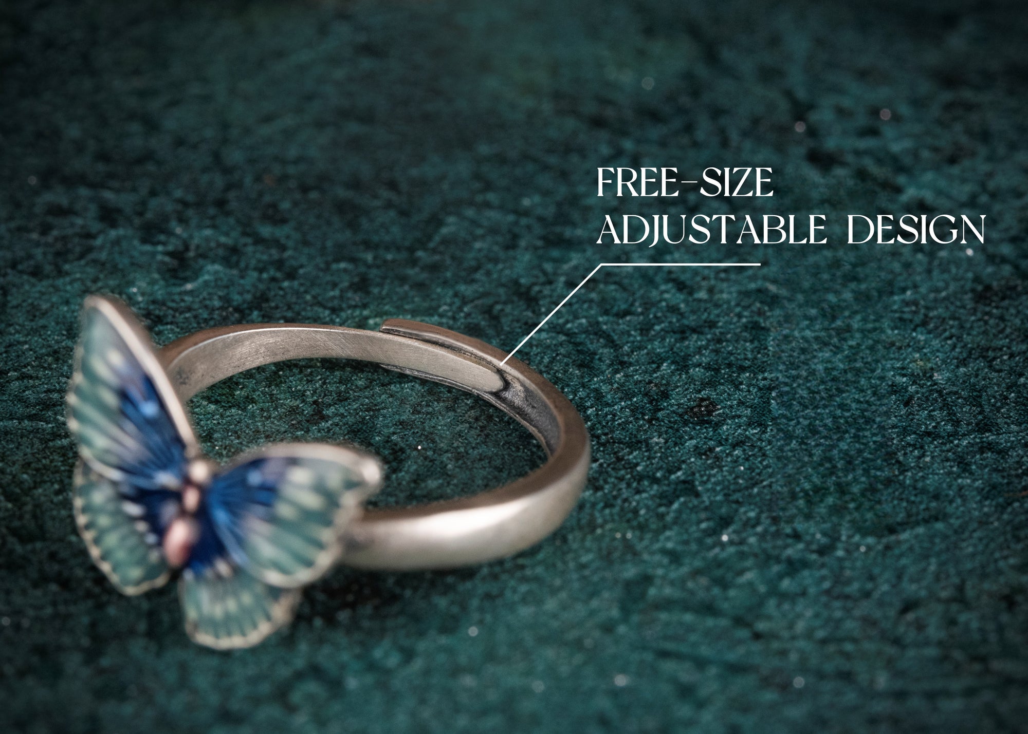 Tibetan “Love‑Wing” Butterfly Ring | 925 Silver Cloisonné