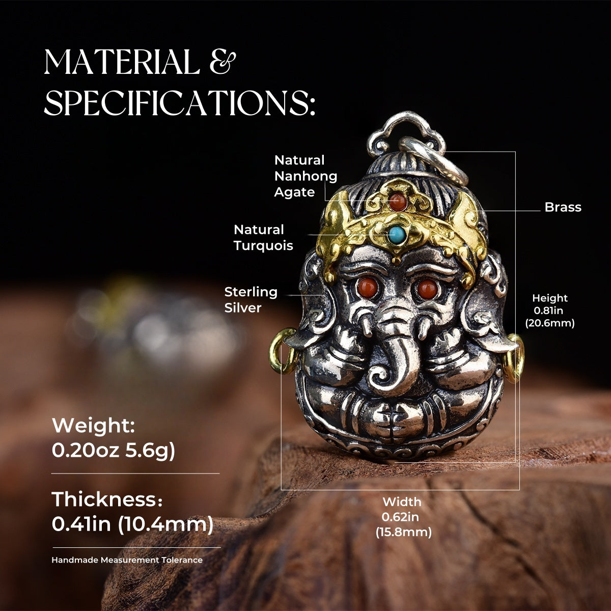 Baby Ganesha Blessing Pendant | Sterling Silver & Gemstone Charm