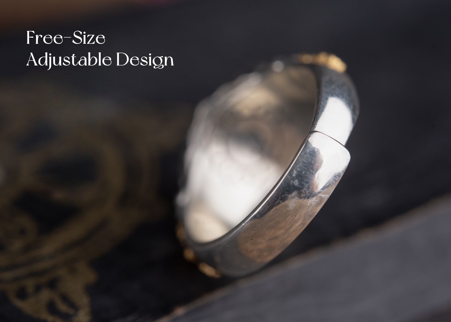 Yellow Jambhala Wealth Ring | 925 Silver + Brass Tibetan Talisman
