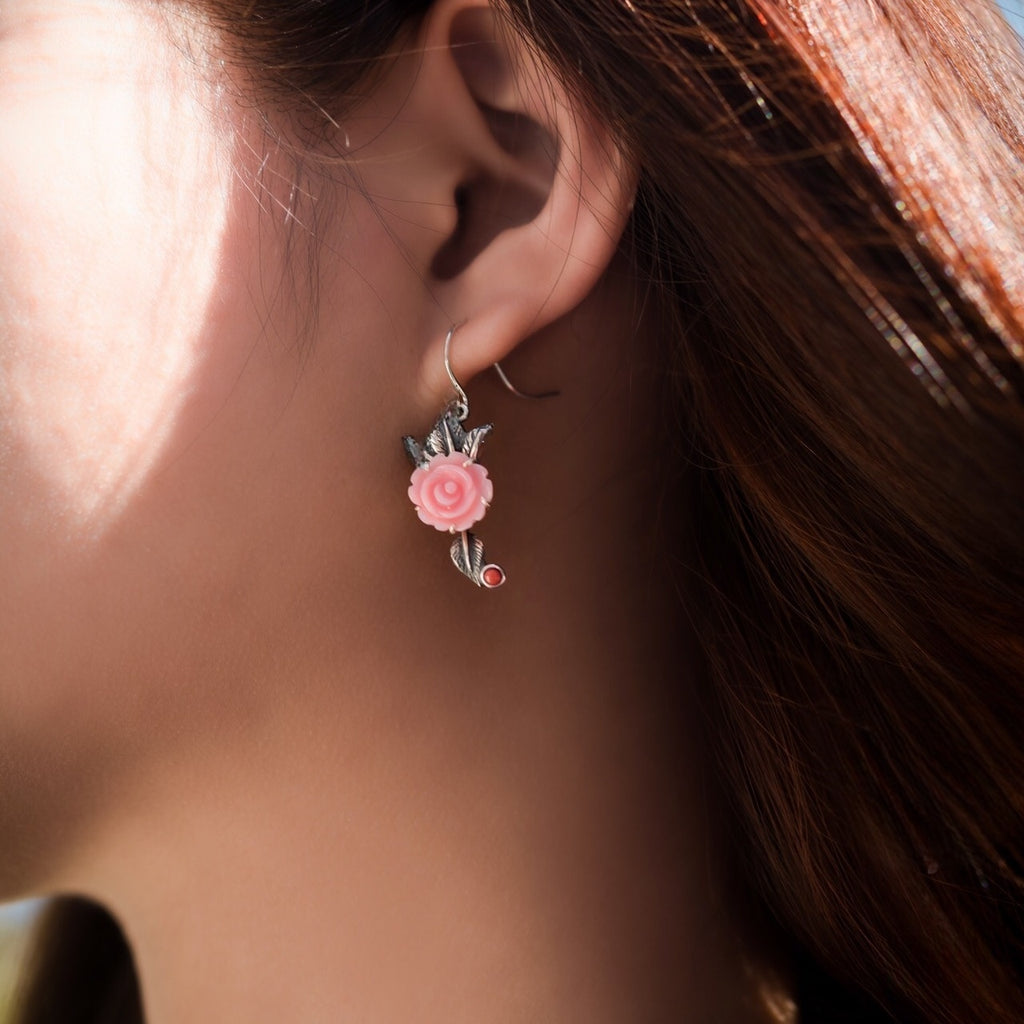 Queen Conch Rose Earrings | Rotating Sterling-Silver Love Blooms