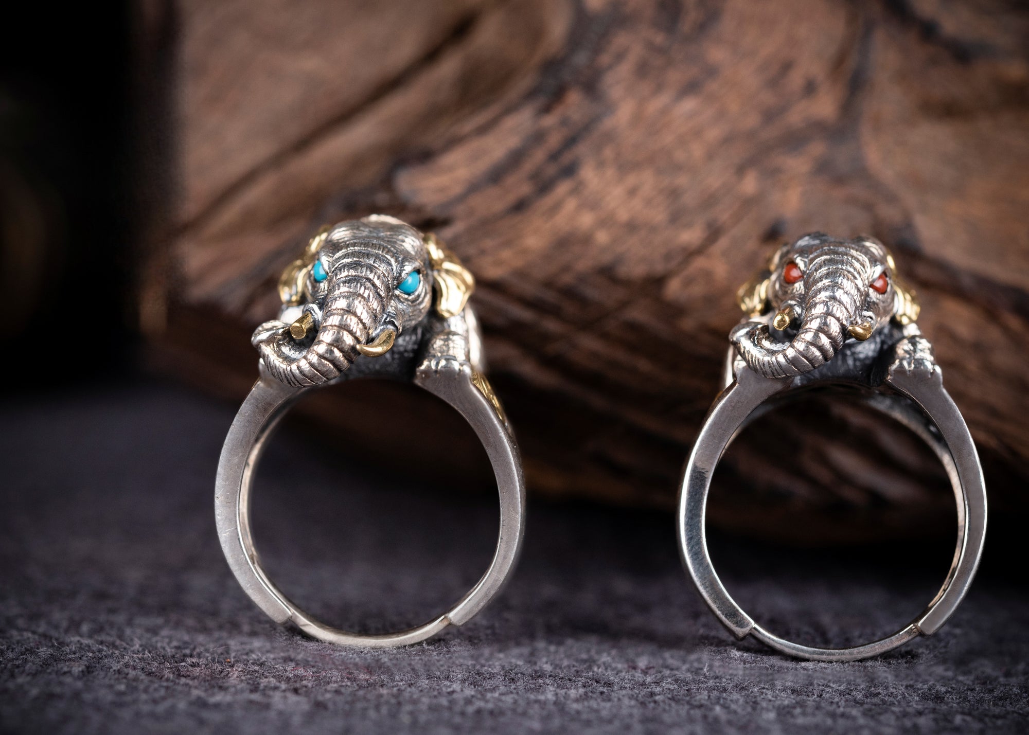 Auspicious Elephant Ring | 925 Silver, Brass & Turquoise