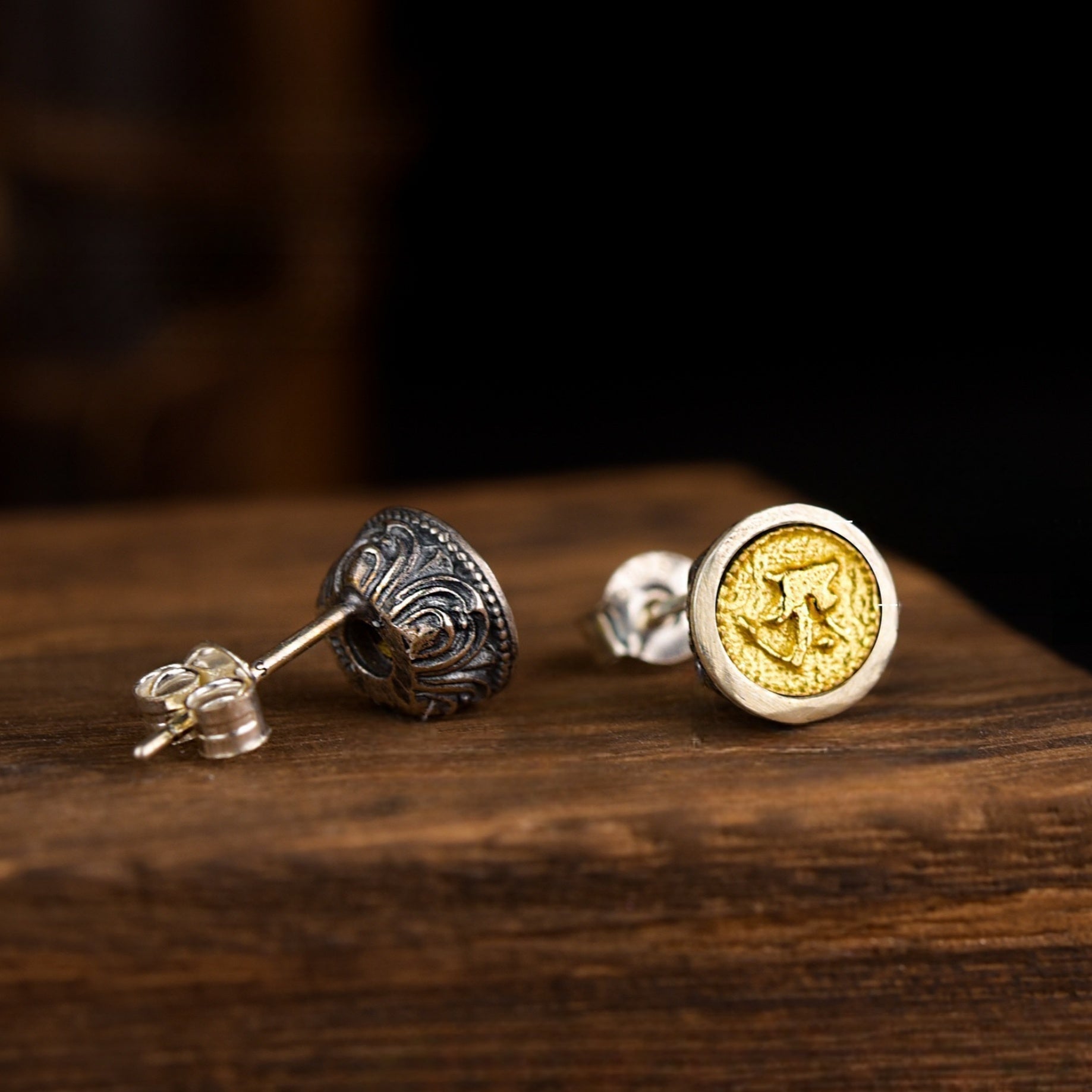 Guardian Zodiac Buddha Stud Earrings | 925 Silver & Brass