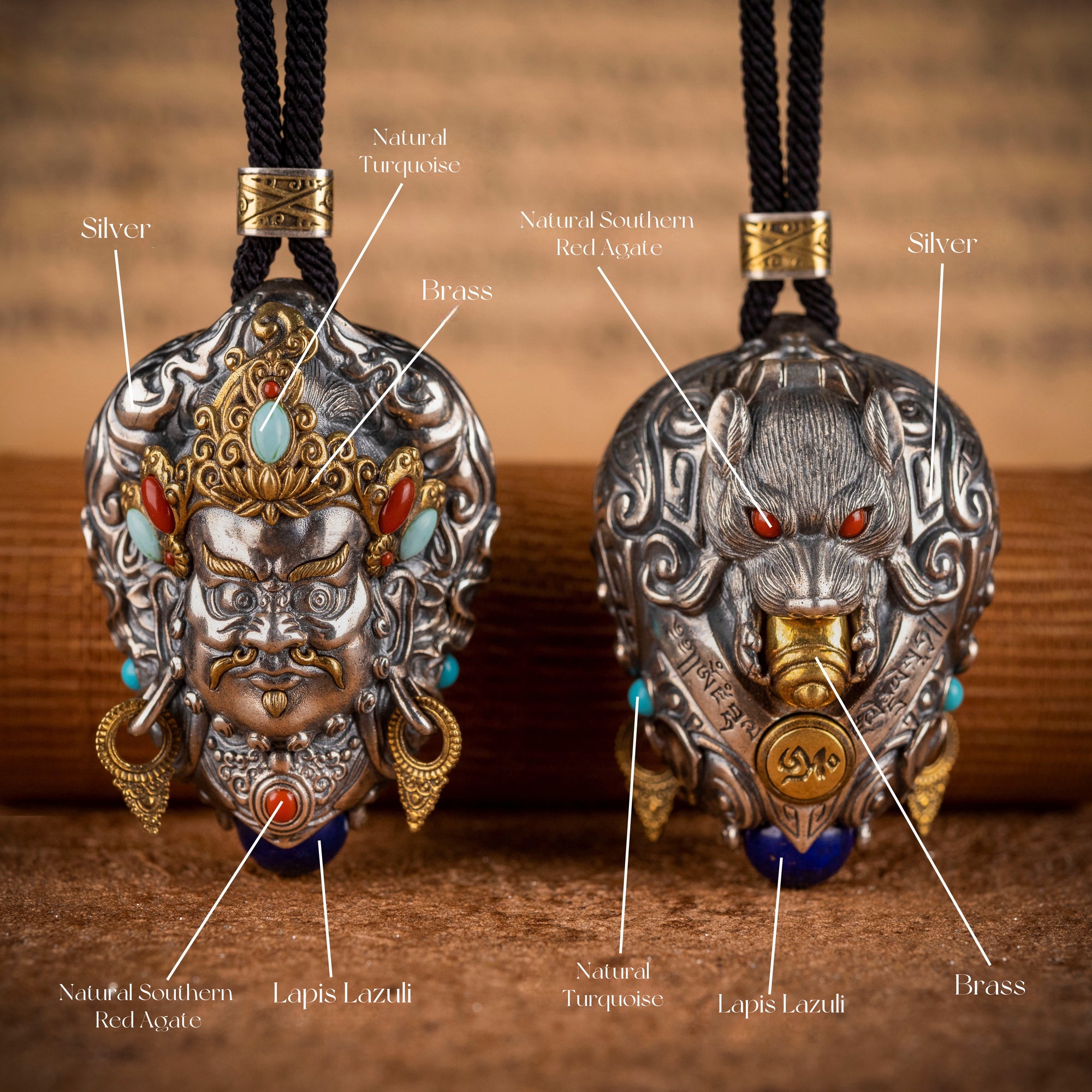 Yellow Jambhala Wealth Locket Pendant | Silver, Brass & Gemstone