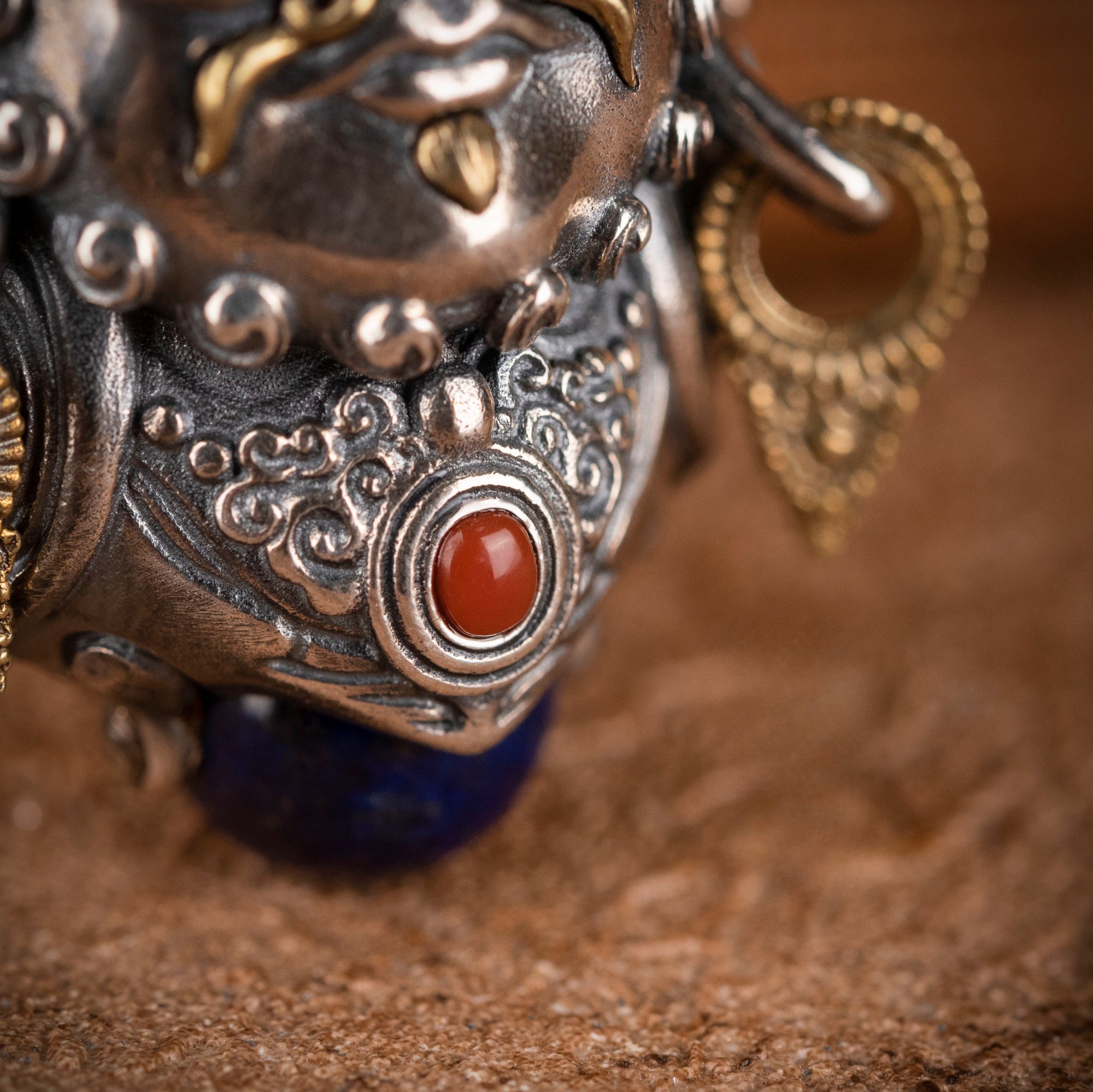 Yellow Jambhala Wealth Locket Pendant | Silver, Brass & Gemstone