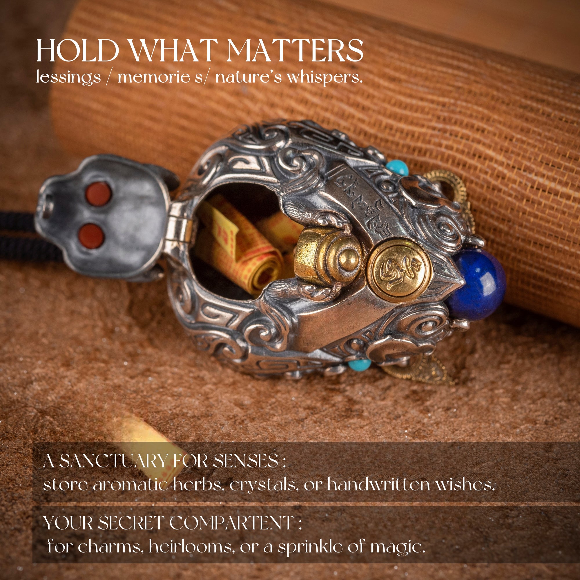 Yellow Jambhala Wealth Locket Pendant | Silver, Brass & Gemstone