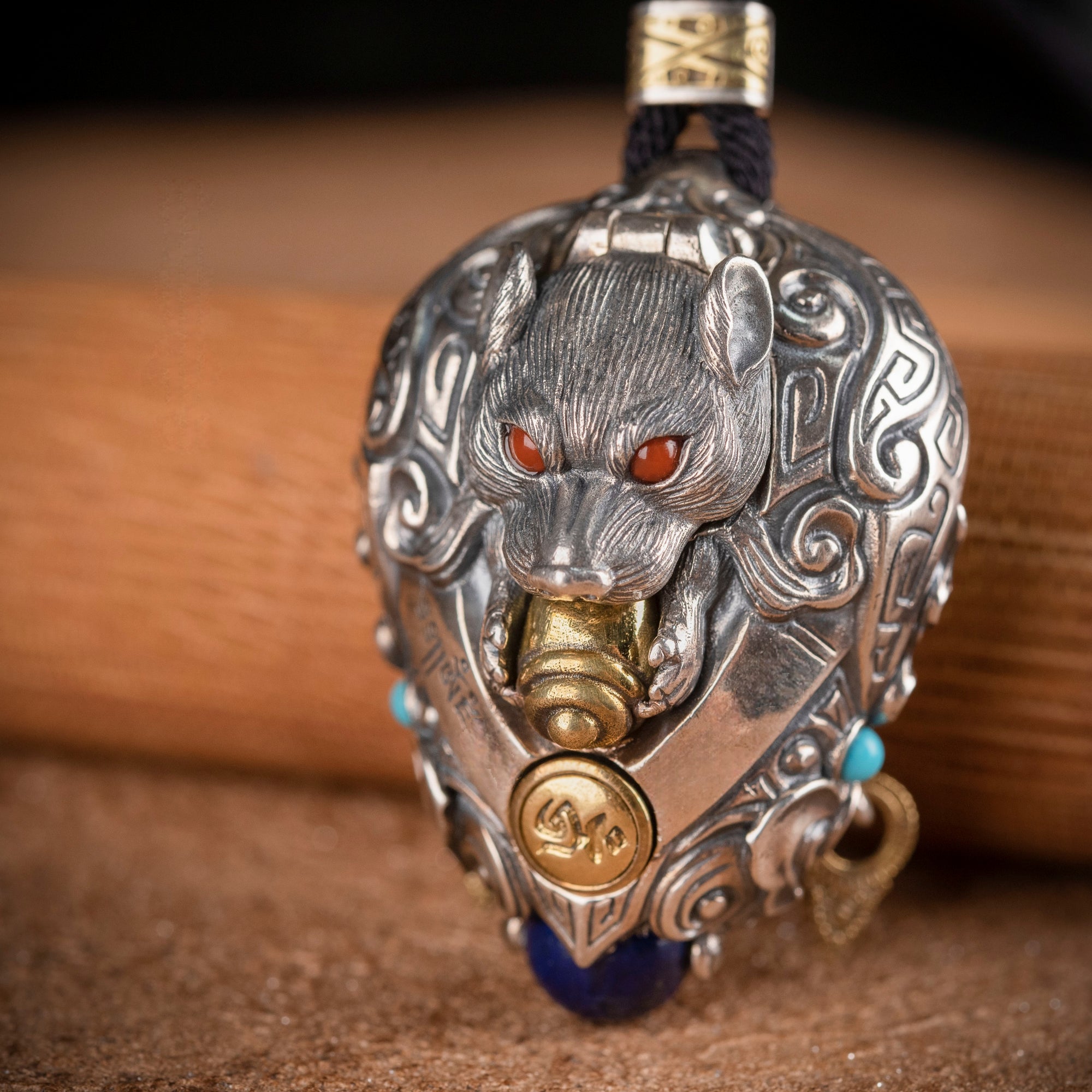 Yellow Jambhala Wealth Locket Pendant | Silver, Brass & Gemstone