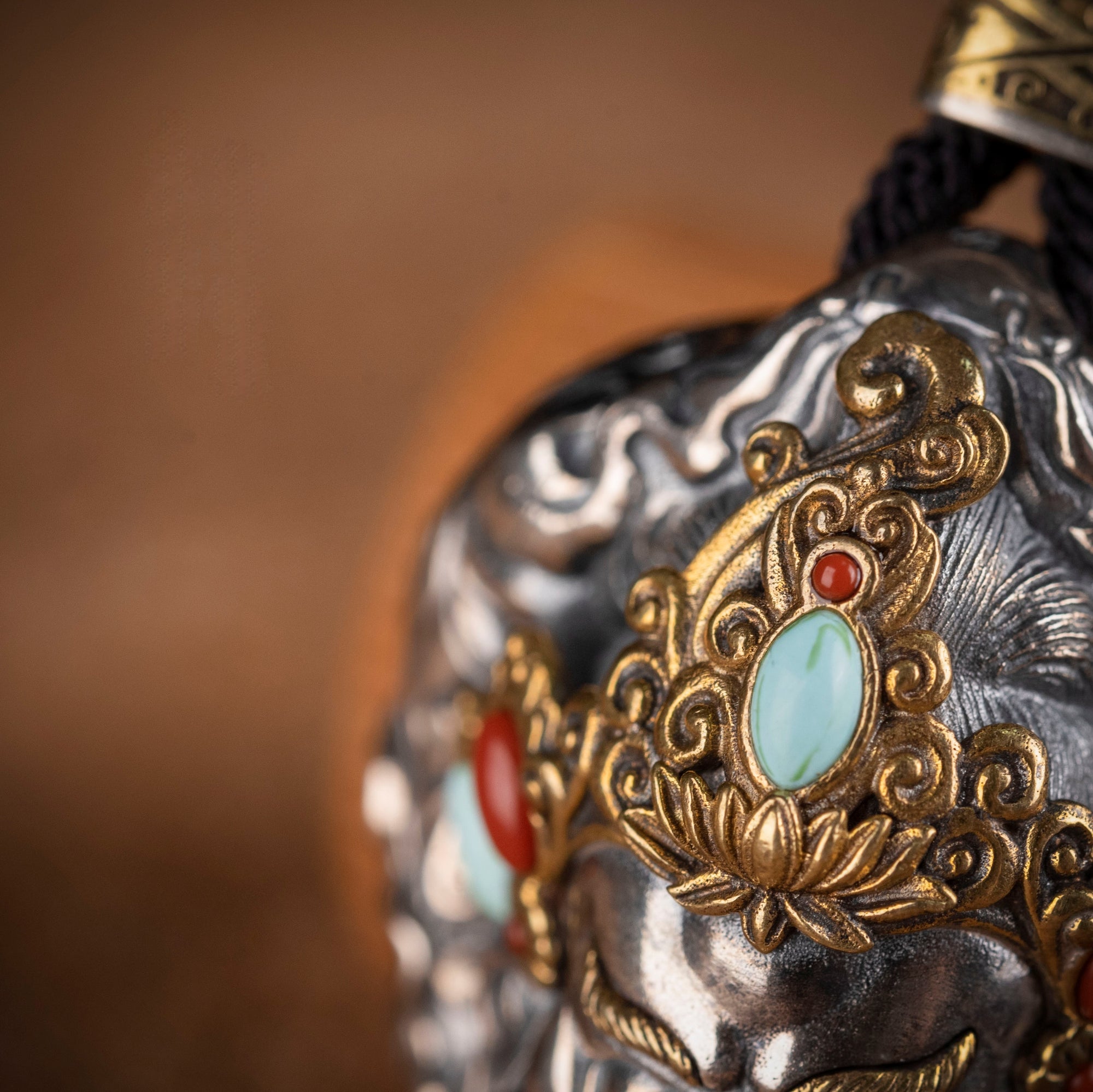 Yellow Jambhala Wealth Locket Pendant | Silver, Brass & Gemstone