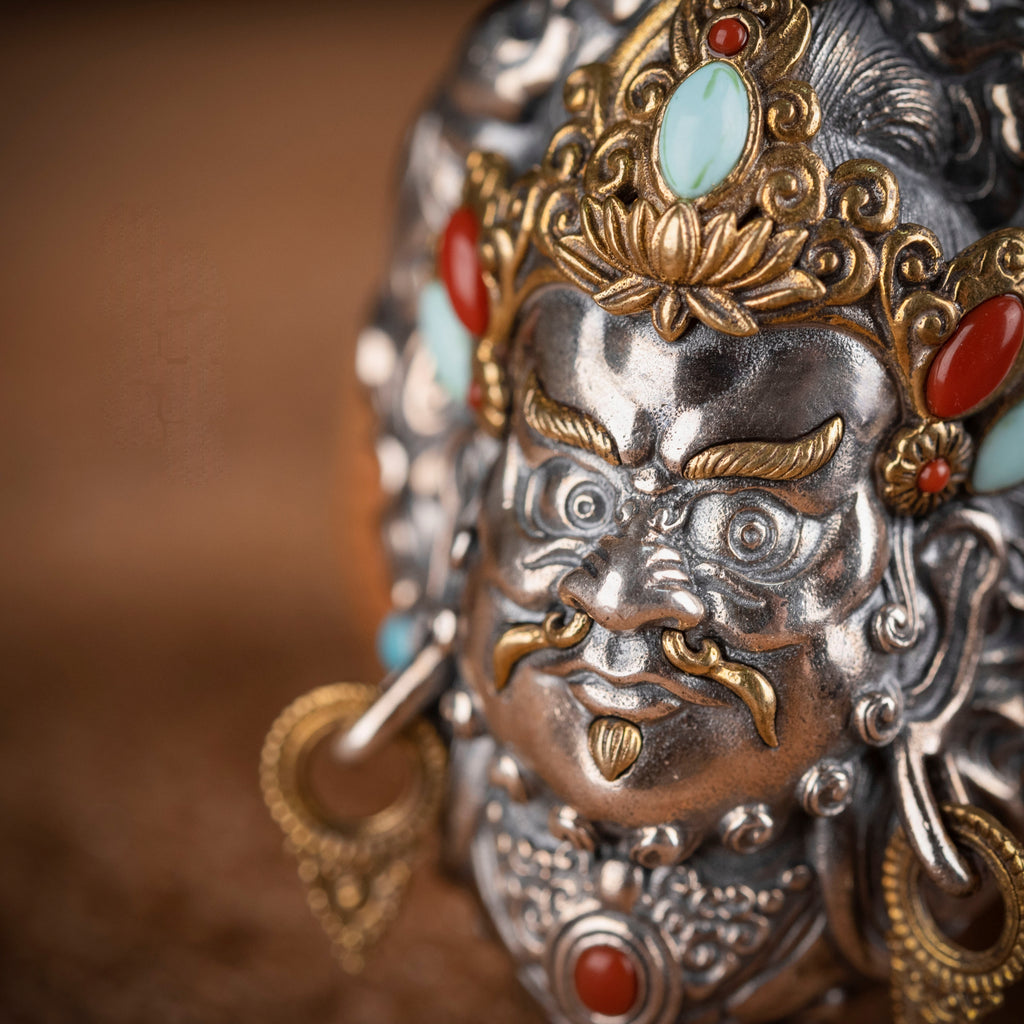 Yellow Jambhala Wealth Locket Pendant | Silver, Brass & Gemstone