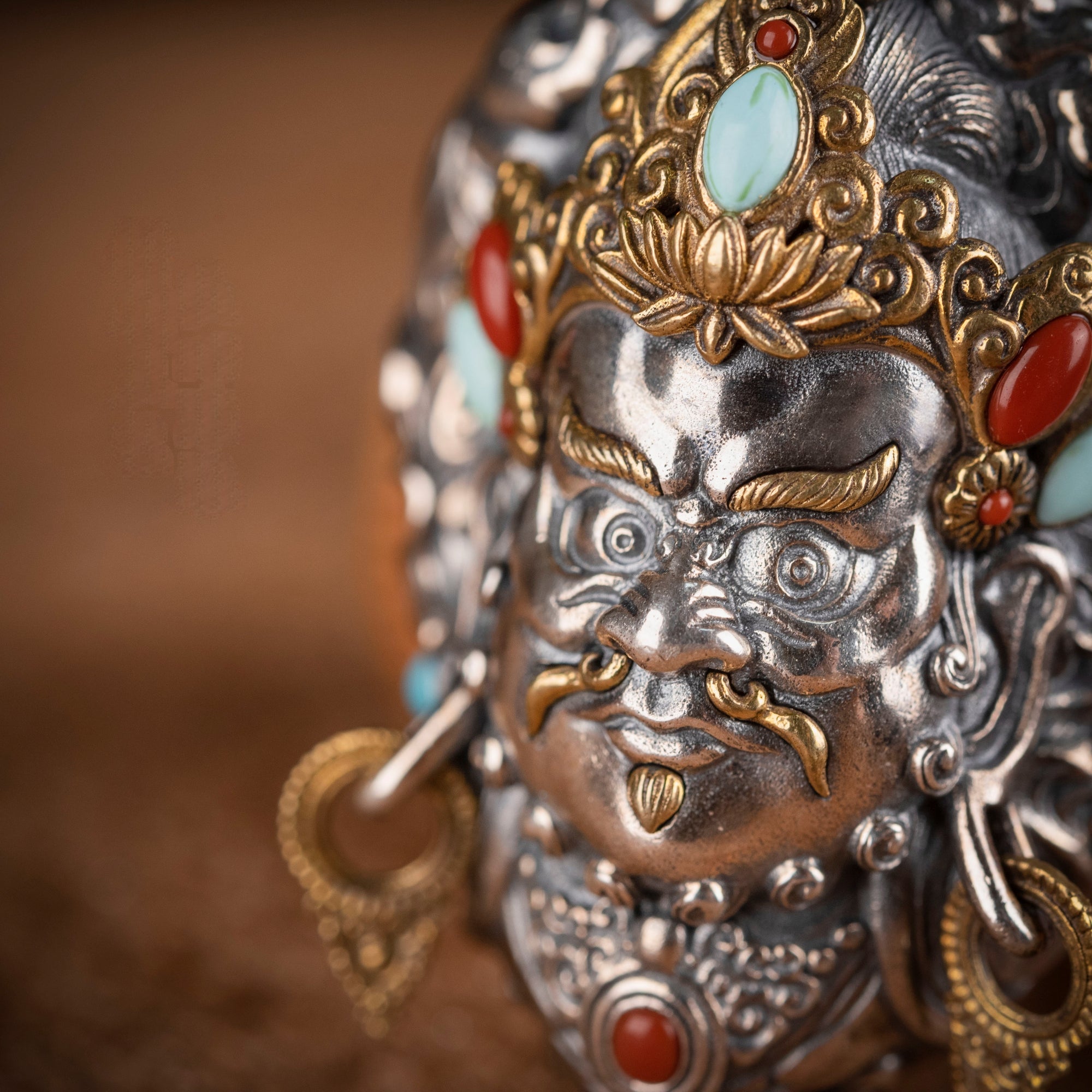 Yellow Jambhala Wealth Locket Pendant | Silver, Brass & Gemstone