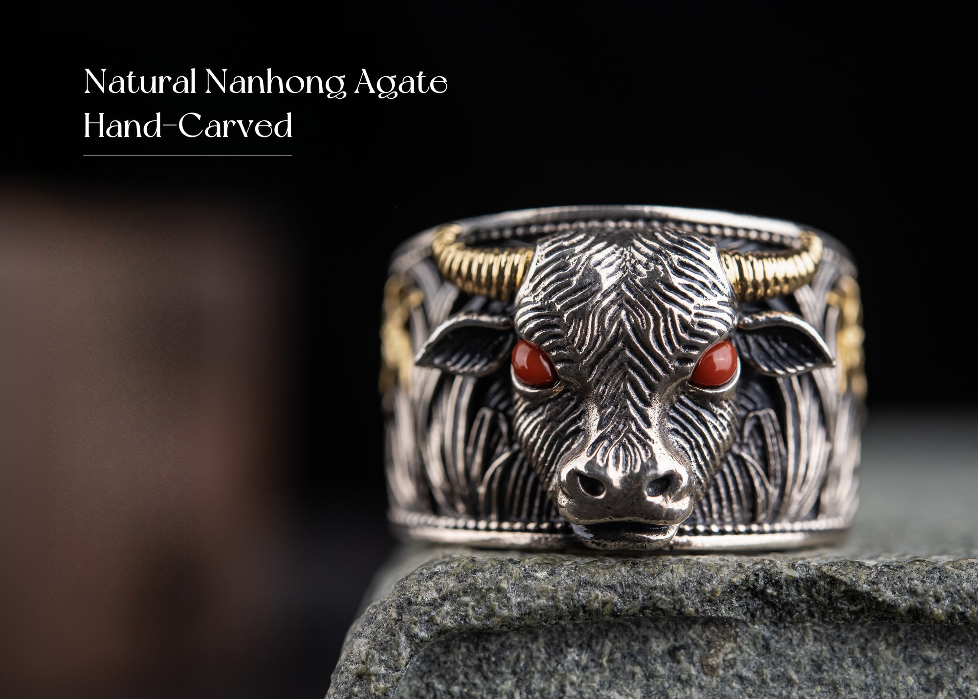Strength of the Yak Ring | Silver, Brass & Agate Eyes