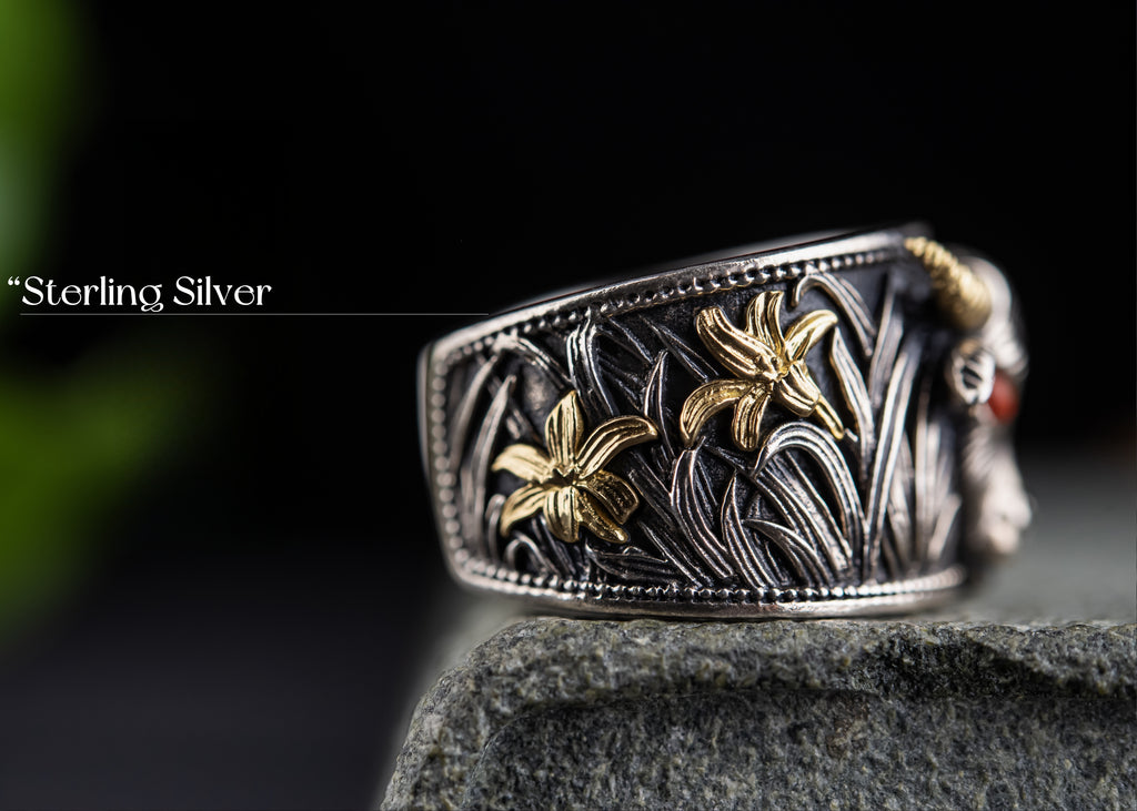 Strength of the Yak Ring | Silver, Brass & Agate Eyes