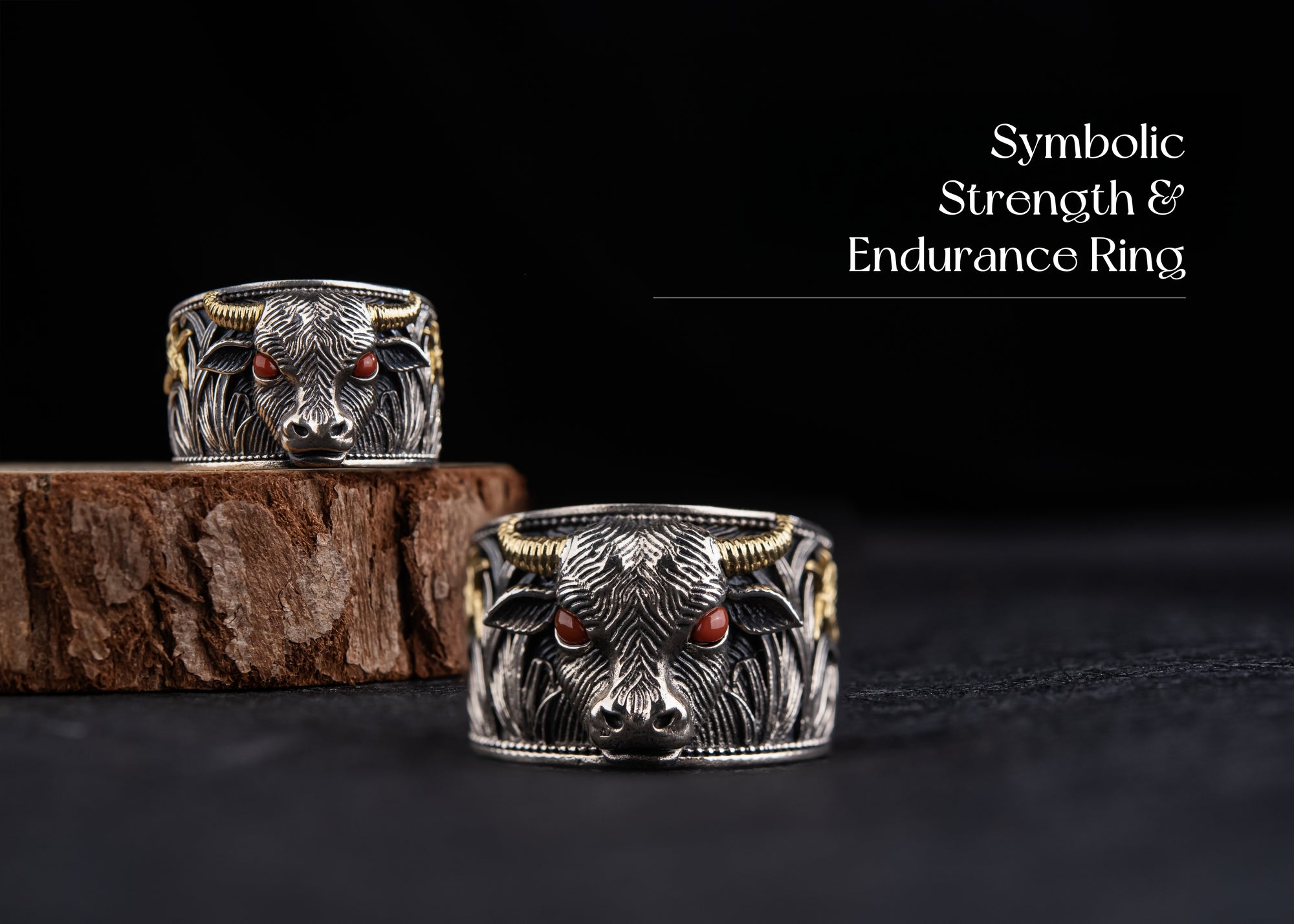 Strength of the Yak Ring | Silver, Brass & Agate Eyes