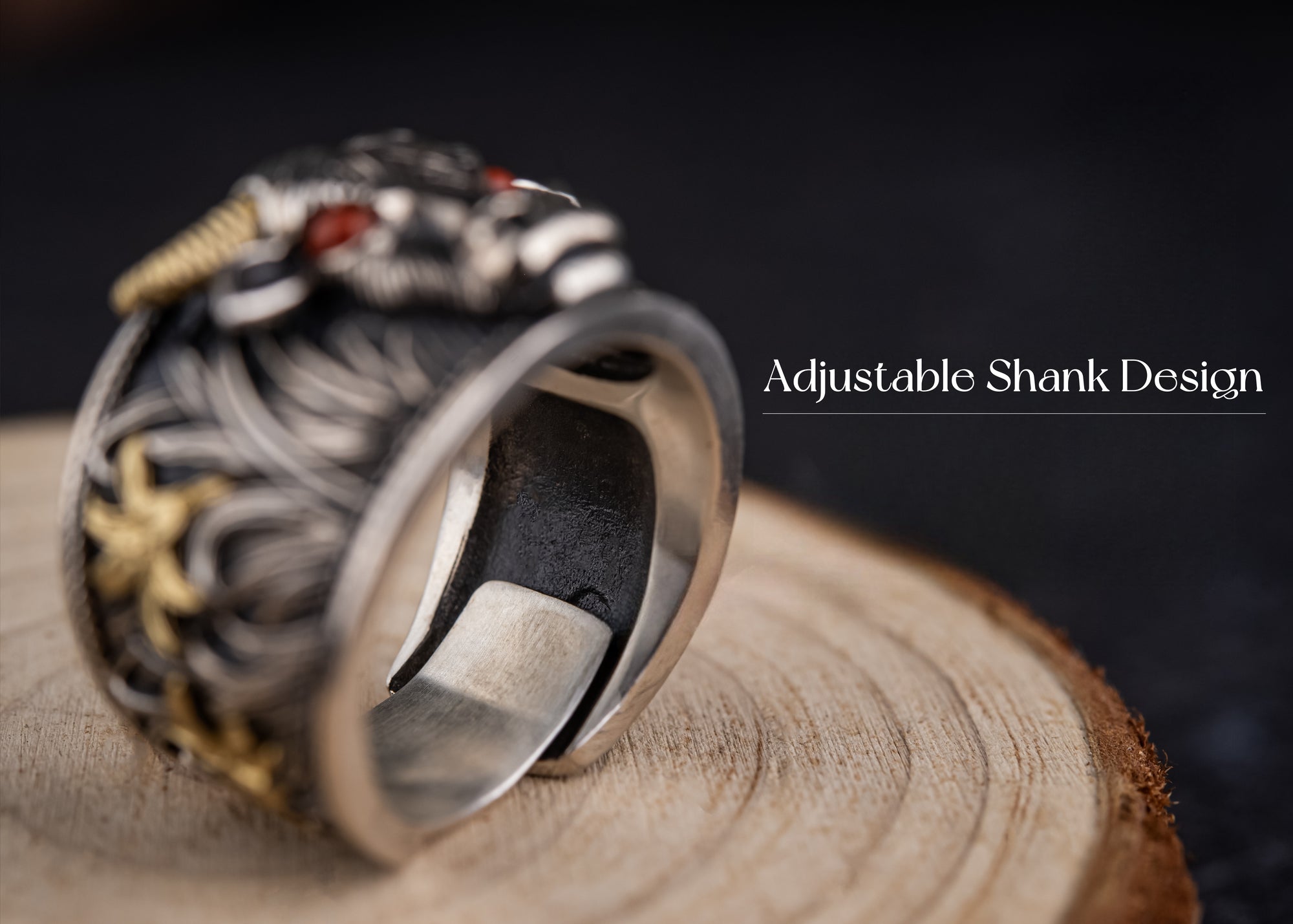 Strength of the Yak Ring | Silver, Brass & Agate Eyes