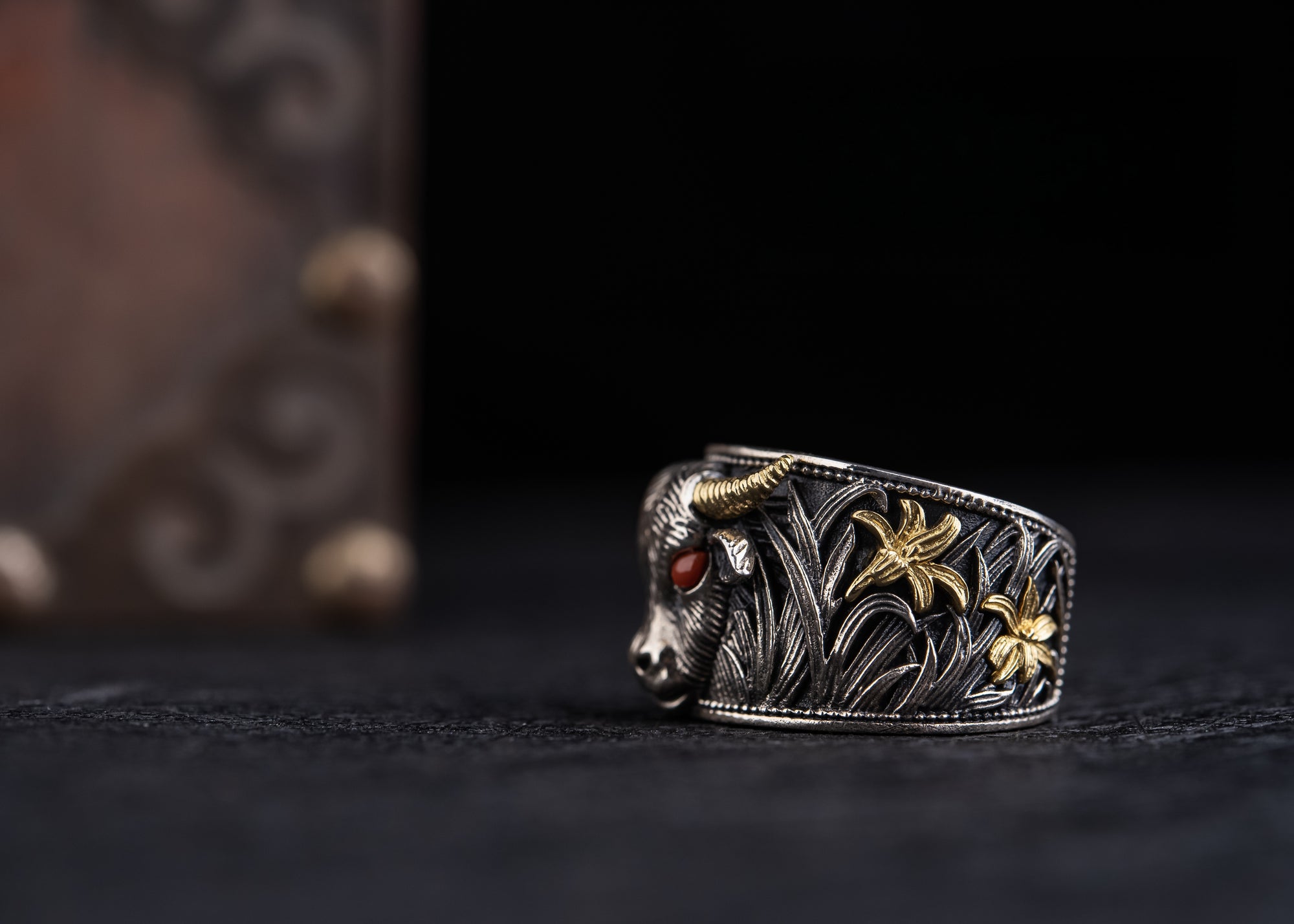 Strength of the Yak Ring | Silver, Brass & Agate Eyes