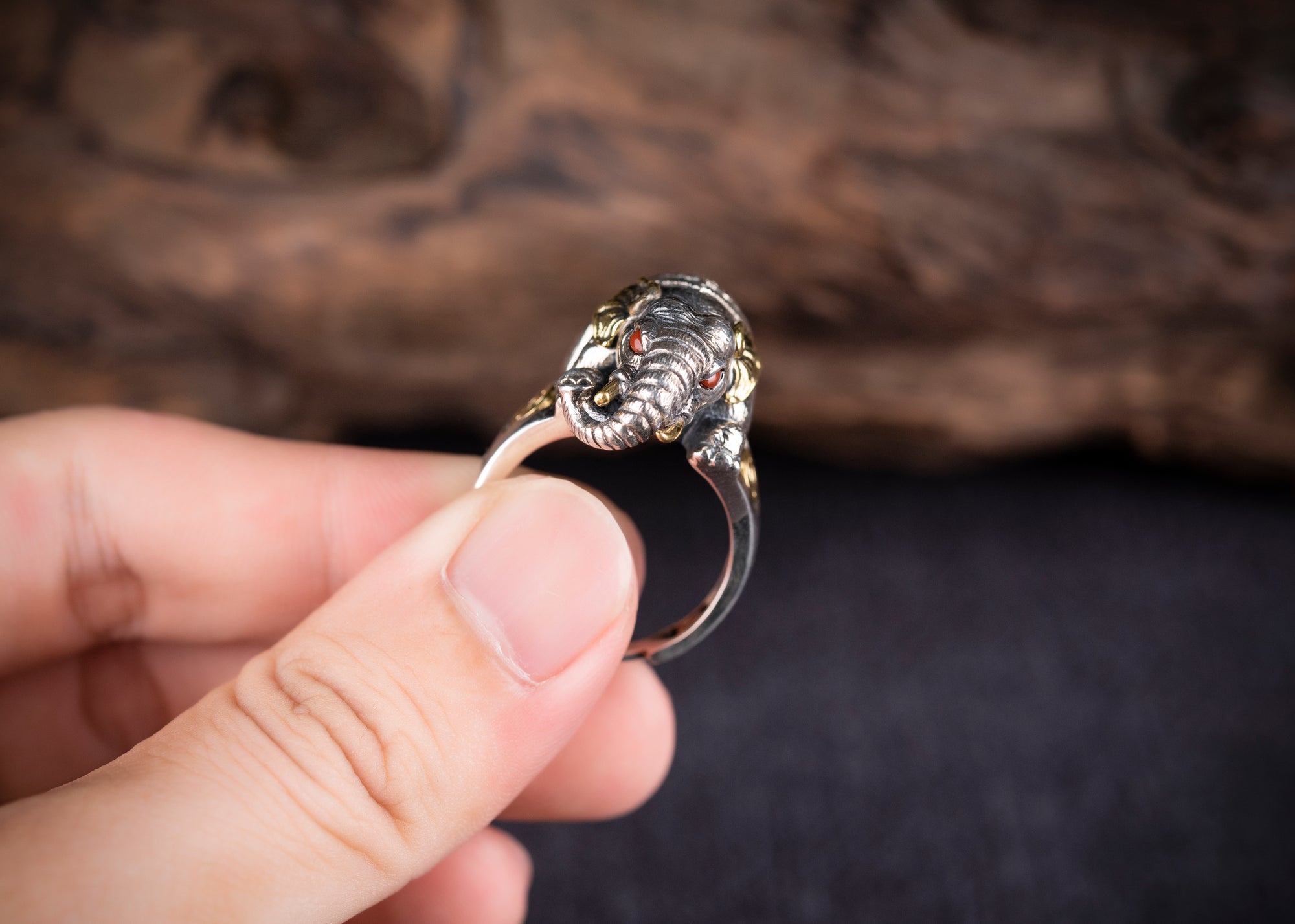 Auspicious Elephant Ring | 925 Silver, Brass & Turquoise