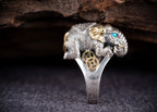 Auspicious Elephant Ring | 925 Silver, Brass & Turquoise
