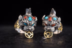 Tibetan Pixiu Wealth Ring | 925 Silver, Turquoise & Gold