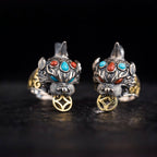 Tibetan Pixiu Wealth Ring | 925 Silver, Turquoise & Gold