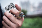 Tibetan Pixiu Wealth Ring | 925 Silver, Turquoise & Gold