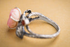 Queen Conch Rose Ring | 925 Silver, Turquoise / Red Agate