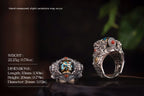 Tibetan Snow‑Lion Spinner Ring | 925 Silver, Dzi & Agate
