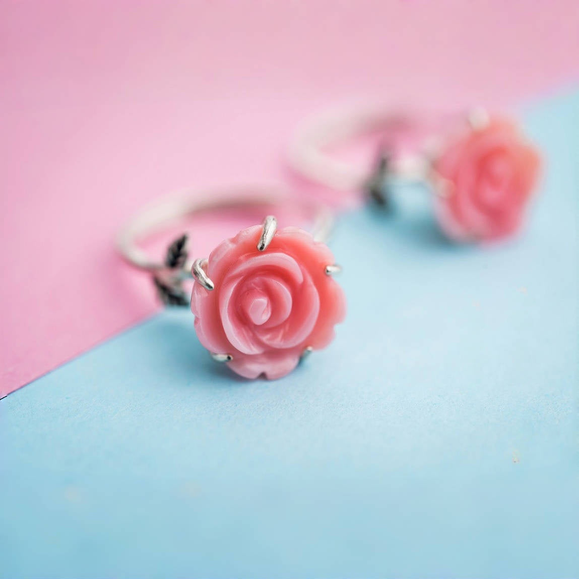 Queen Conch Rose Ring | 925 Silver, Turquoise / Red Agate