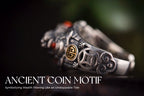 Tibetan Snow‑Lion Spinner Ring | 925 Silver, Dzi & Agate