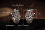 Tibetan Snow‑Lion Spinner Ring | 925 Silver, Dzi & Agate