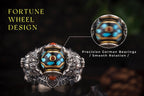 Tibetan Snow‑Lion Spinner Ring | 925 Silver, Dzi & Agate