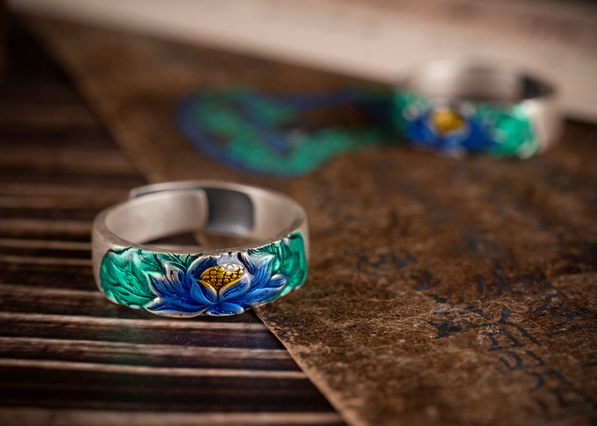 Lotus Mandala Ring | 925 Silver & Bio‑Resin Enamel