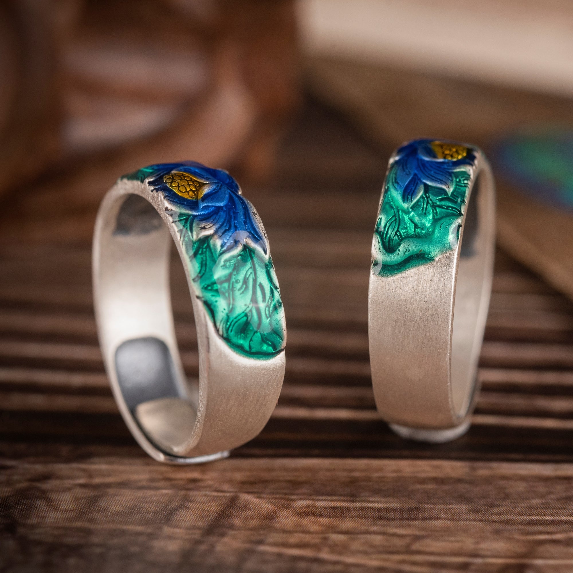 Lotus Mandala Ring | 925 Silver & Bio‑Resin Enamel