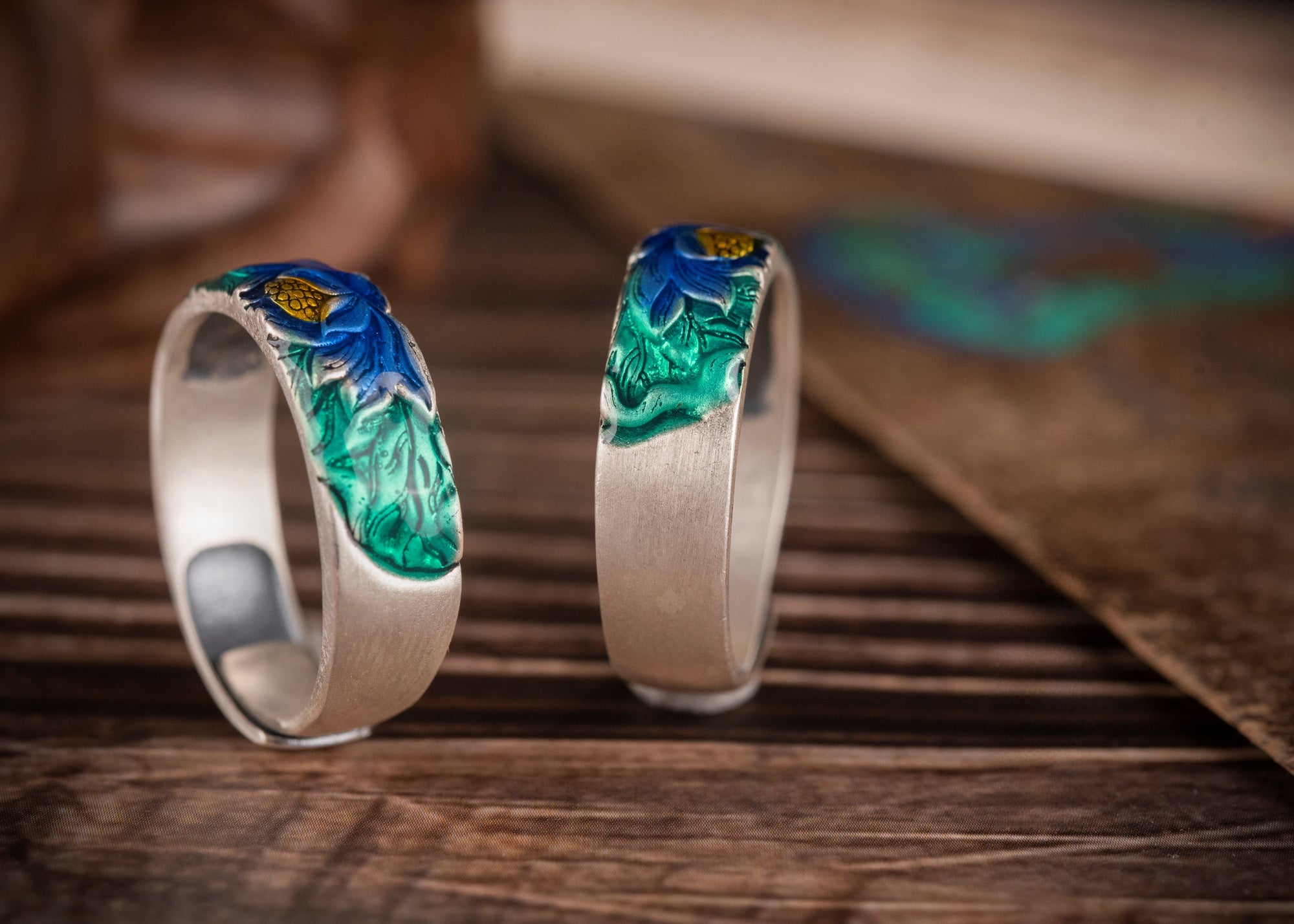 Lotus Mandala Ring | 925 Silver & Bio‑Resin Enamel