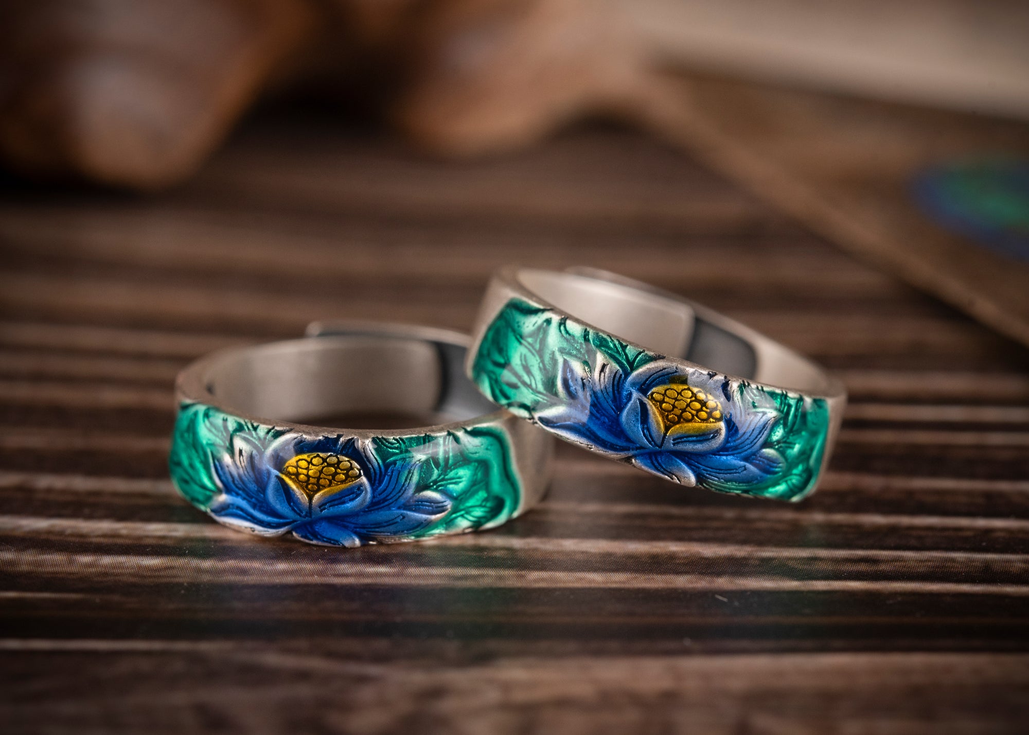 Lotus Mandala Ring | 925 Silver & Bio‑Resin Enamel