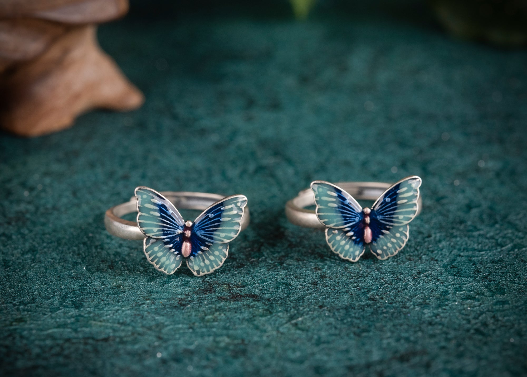 Tibetan “Love‑Wing” Butterfly Ring | 925 Silver Cloisonné