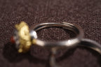 Tibetan Lotus Ring | 925 Silver, 24 k‑Plated Brass & Gem