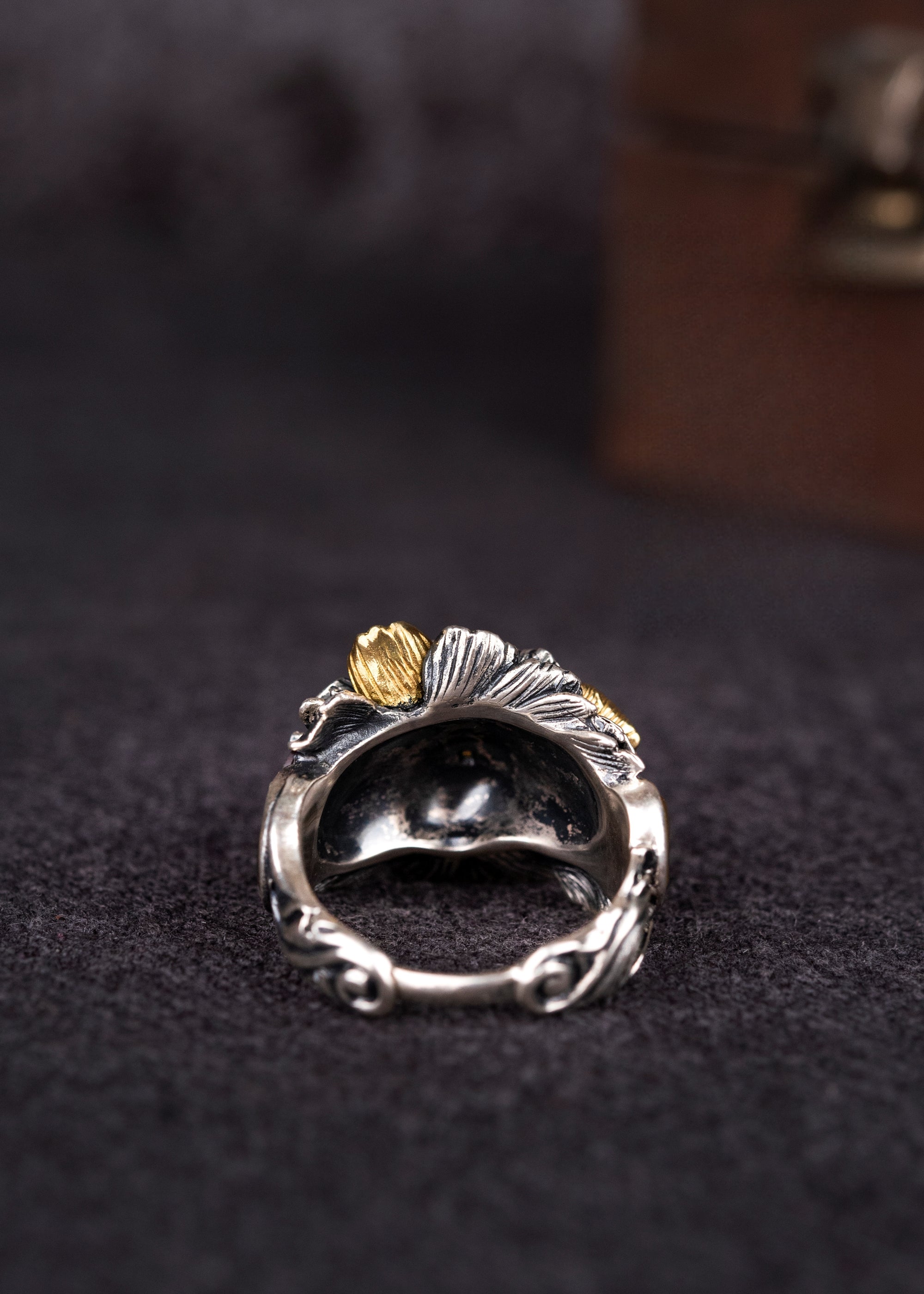 Tibetan Peony Blossom Ring | 990 Silver & Tourmaline